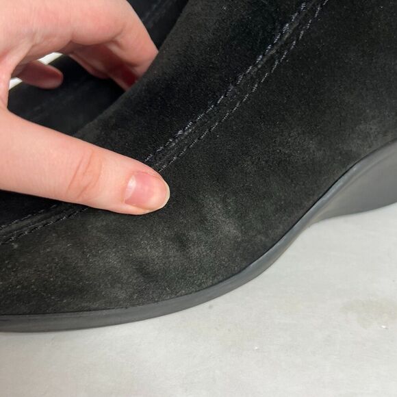 La Canadienne Elizabeth Boot $475 MSRP Black Suede Wedge Booties Size 12 - Picture 10 of 11